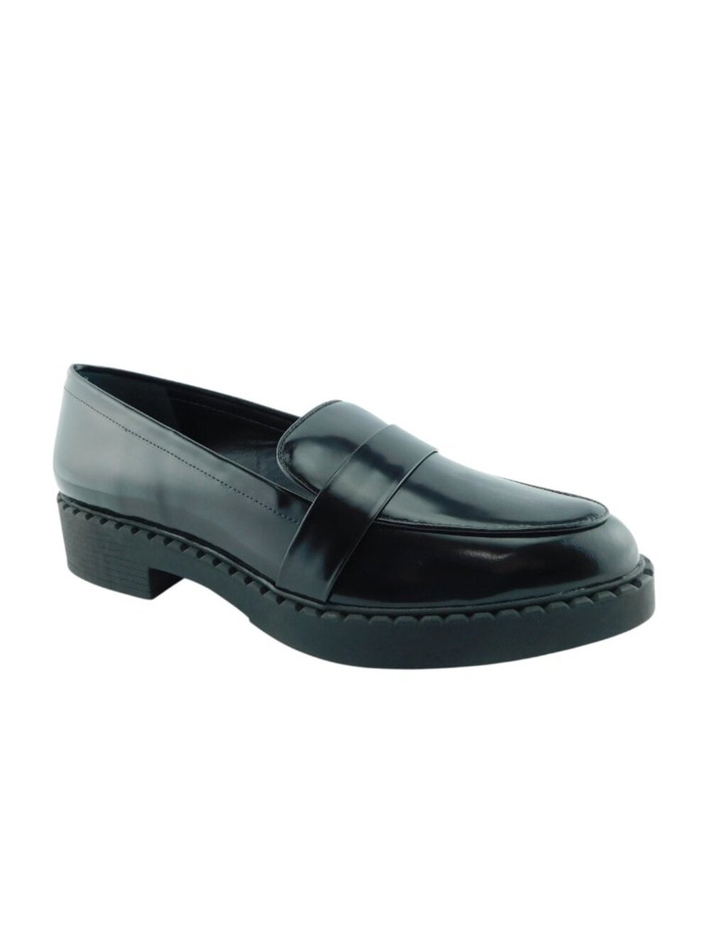 Unworn VINCE CAMUTO Black Leather Platform Block Heel Slip-on Loafers 12